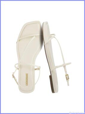 Minimalist Strappy Flat Sandals Square Toe Memory Foam Adjustable Back Strap